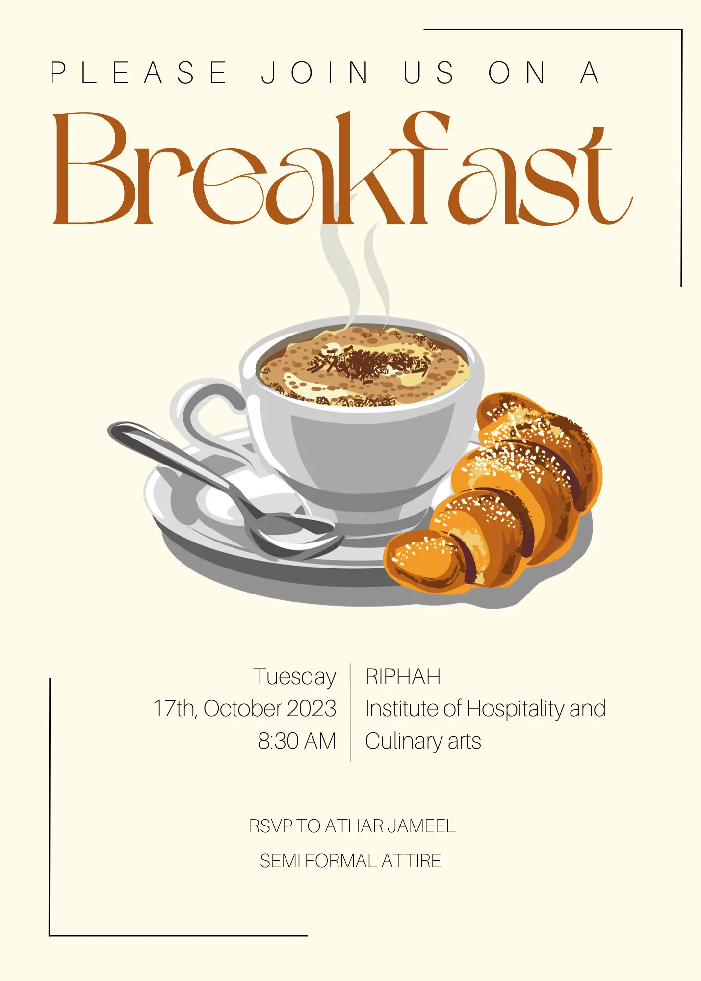RIHCA breakfast invitation card