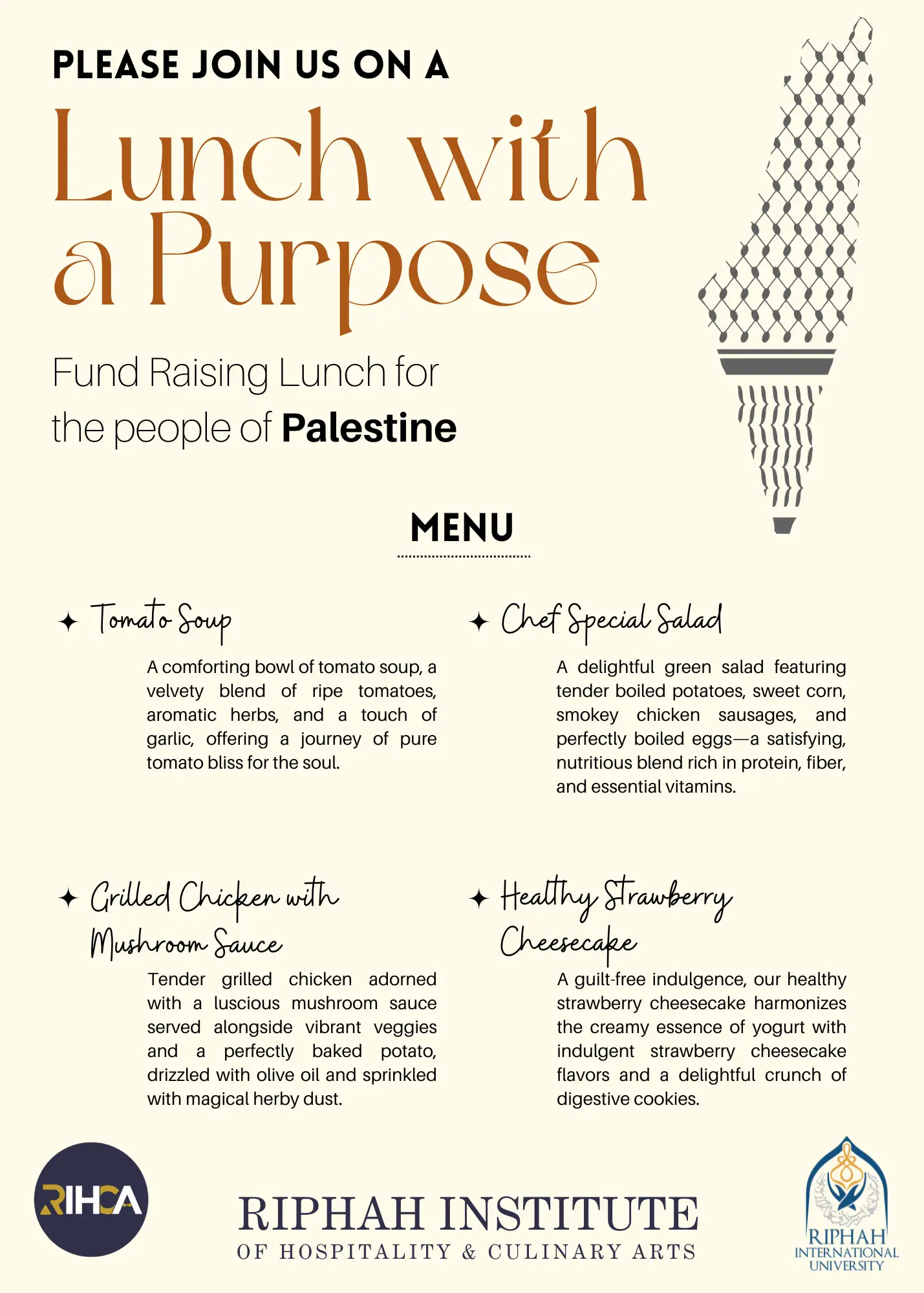 RIHCA Lunch with a Purpose for Palestine invitation