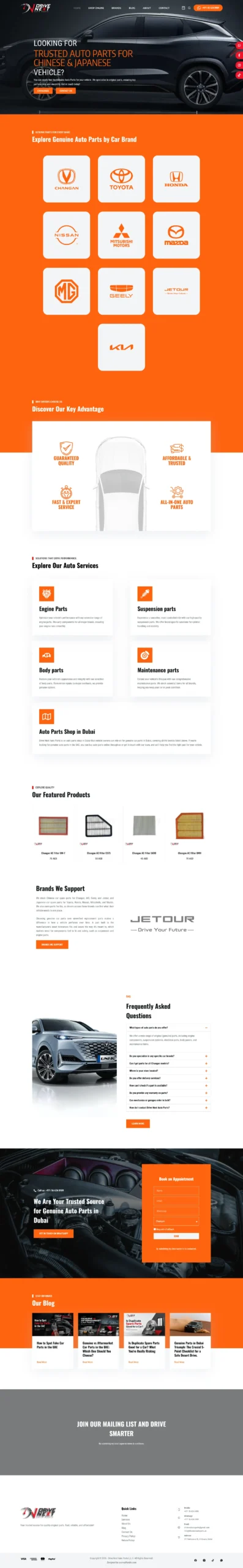 Drive Next Auto Parts single brand page