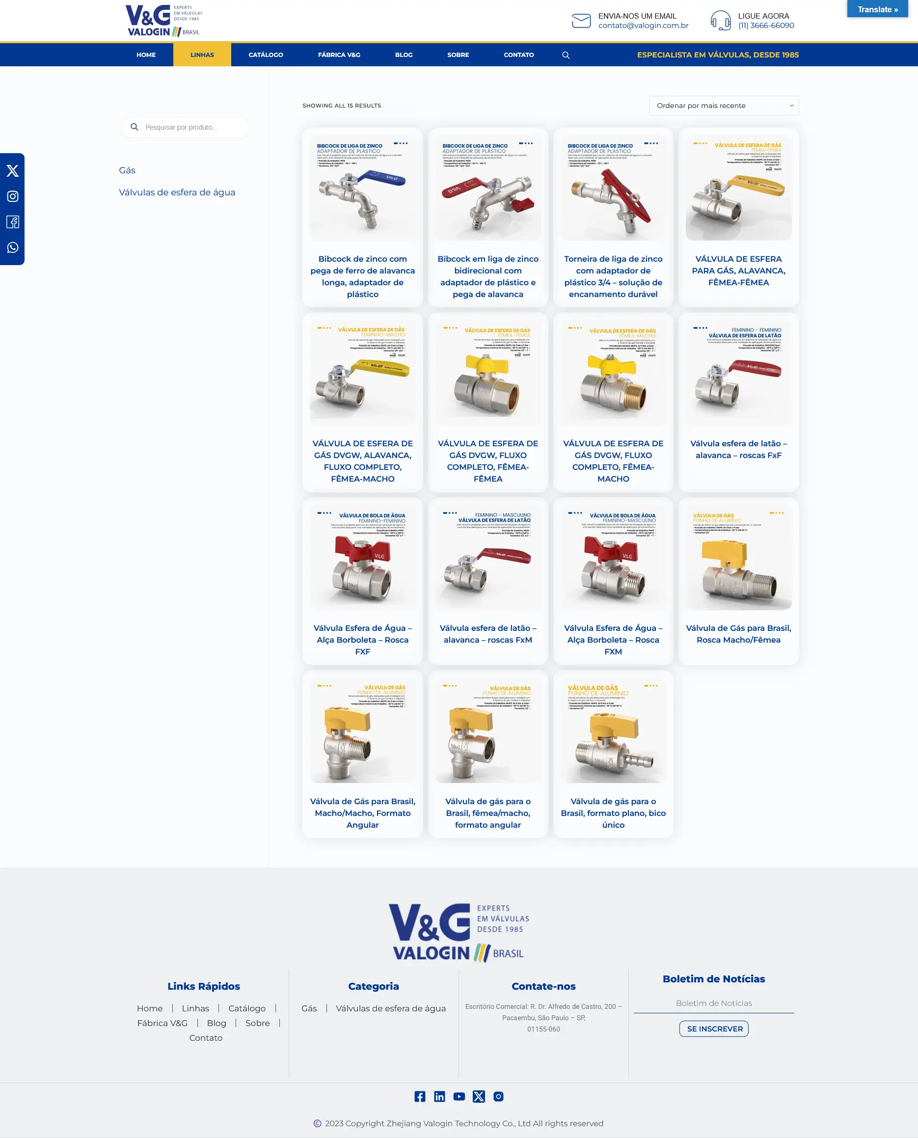 Valogin Brazil WooCommerce shop page